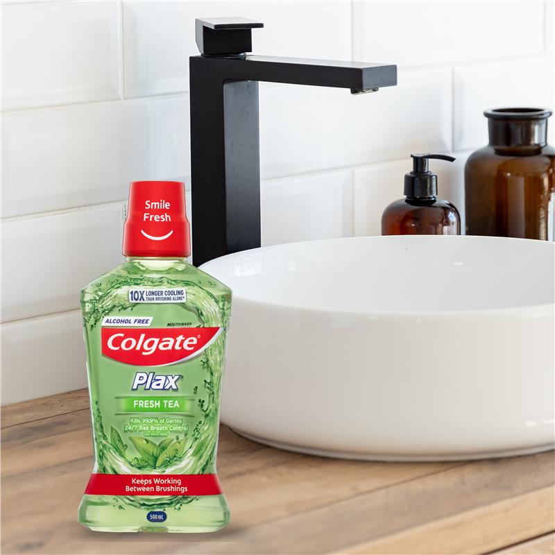 Colgate Plax Alcohol Free Antibacterial Mouthwash Fresh Tea 500mL