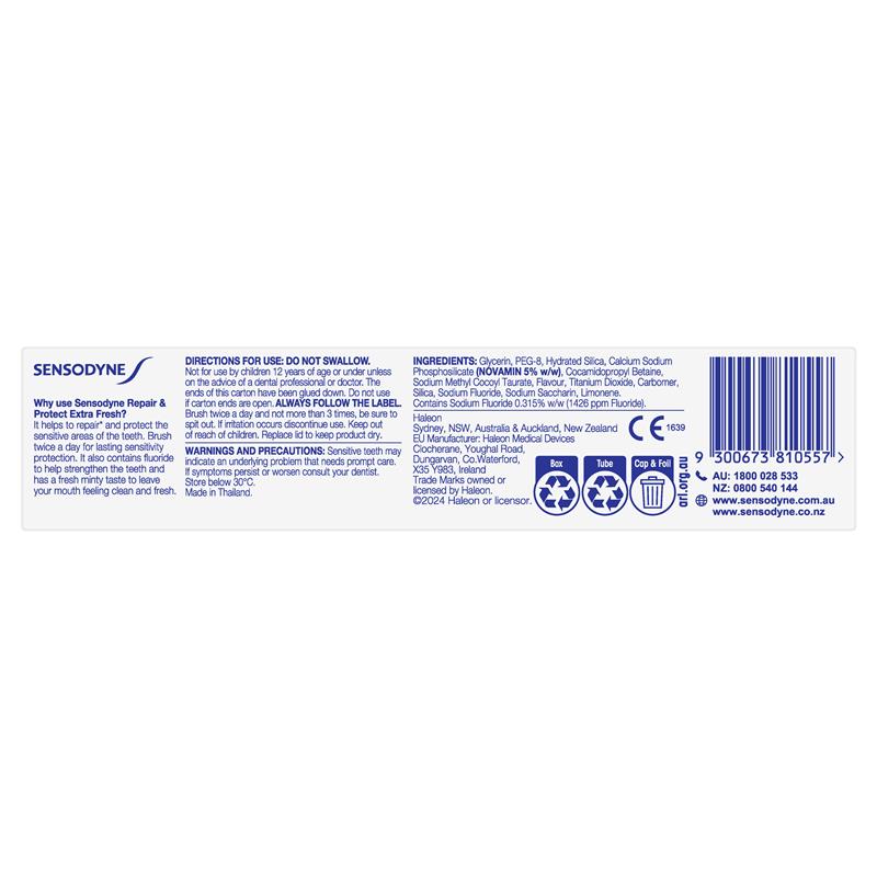 Sensodyne Sensitive Teeth Pain Repair & Protect Extra Fresh Toothpaste 100g