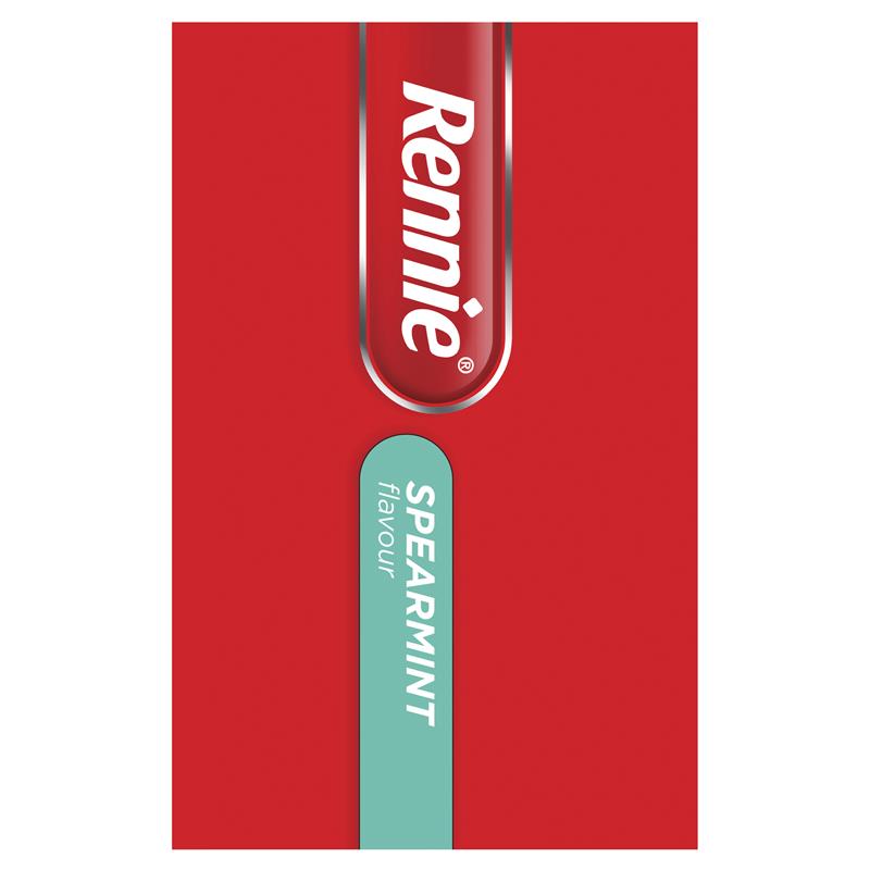 Rennie Indigestion and Heartburn Relief Spearmint 96 Chewable Tablets