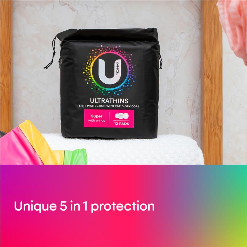 U By Kotex Ultrathins Pads Wing Super 12 Pack