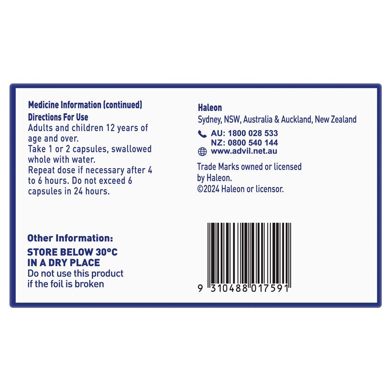 Advil Ibuprofen Pain Relief 90 Liquid Capsules