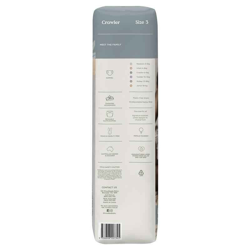 Tooshies Eco Nappies with Organic Bamboo Size 3 Crawler 6-11kg, 44 Pack