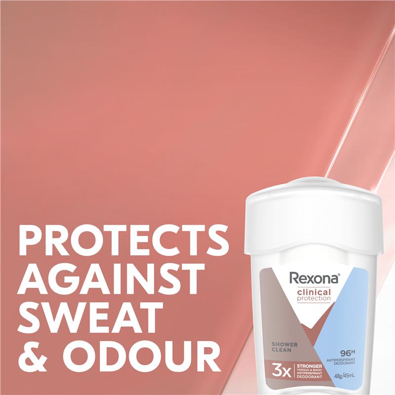 Rexona Women Clinical Protection Antiperspirant Cream Stick Shower Clean 45ml