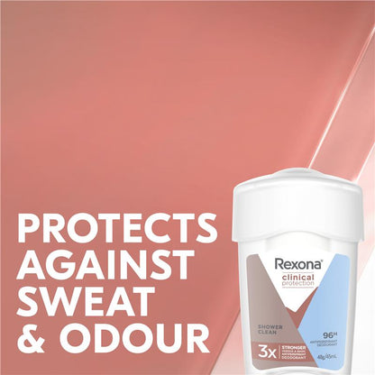 Rexona Women Clinical Protection Antiperspirant Cream Stick Shower Clean 45ml