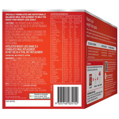 Fatblaster Weight Loss Shake Chocolate 21 x 33g Sachets Exclusive Size