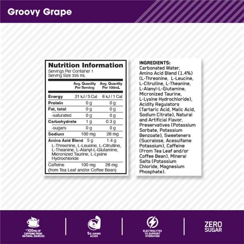 Optimum Nutrition Amino Energy Sparkling + Electrolytes Grape 355ml