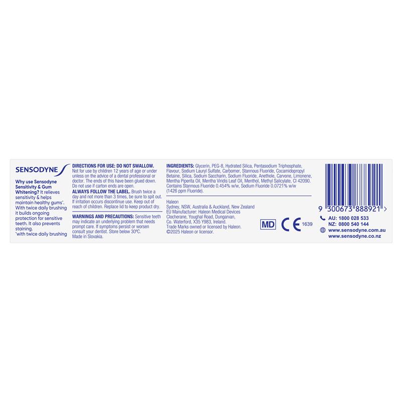 Sensodyne Toothpaste Sensitivity & Gum Whitening 100g