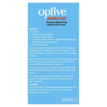 Optive Advanced Lubricant Eye Drops 30 x 0.4mL