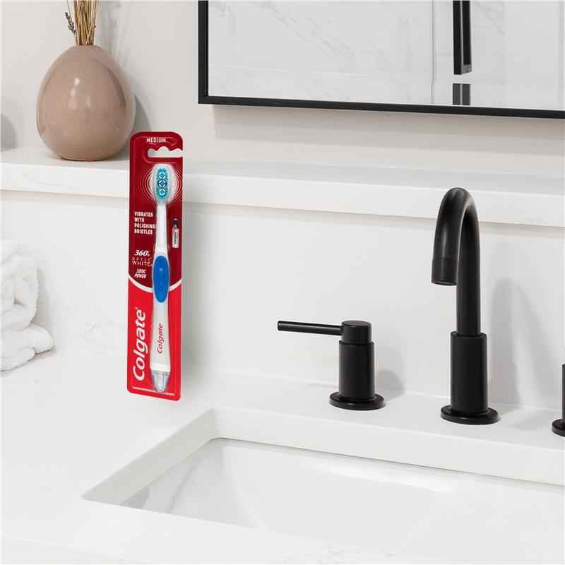 Colgate 360 Optic White Power toothbrush Medium with vibrating & polishing bristles