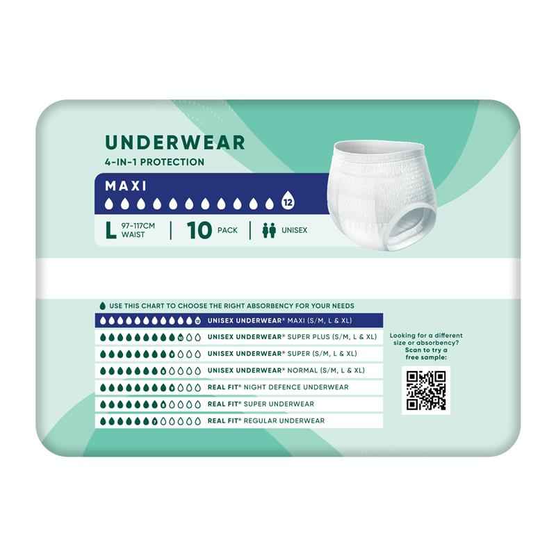 Depend Unisex Maxi Underwear Size L 10 Pack Exclusive