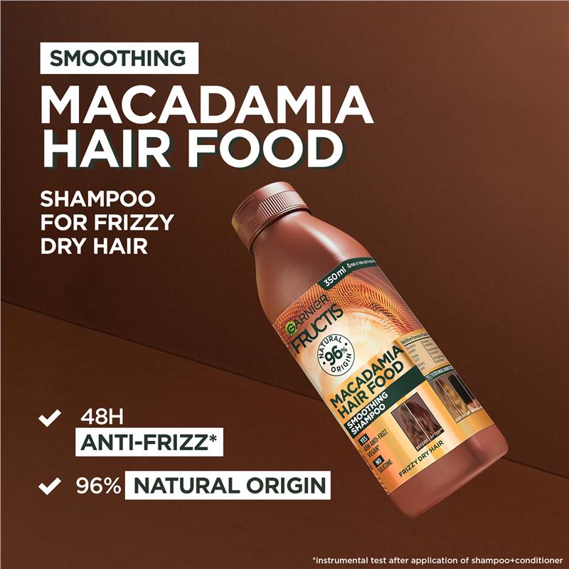 Garnier Fructis Hair Food Smoothing Macadamia Shampoo For Unruly Hair 350ml - GimmeNow