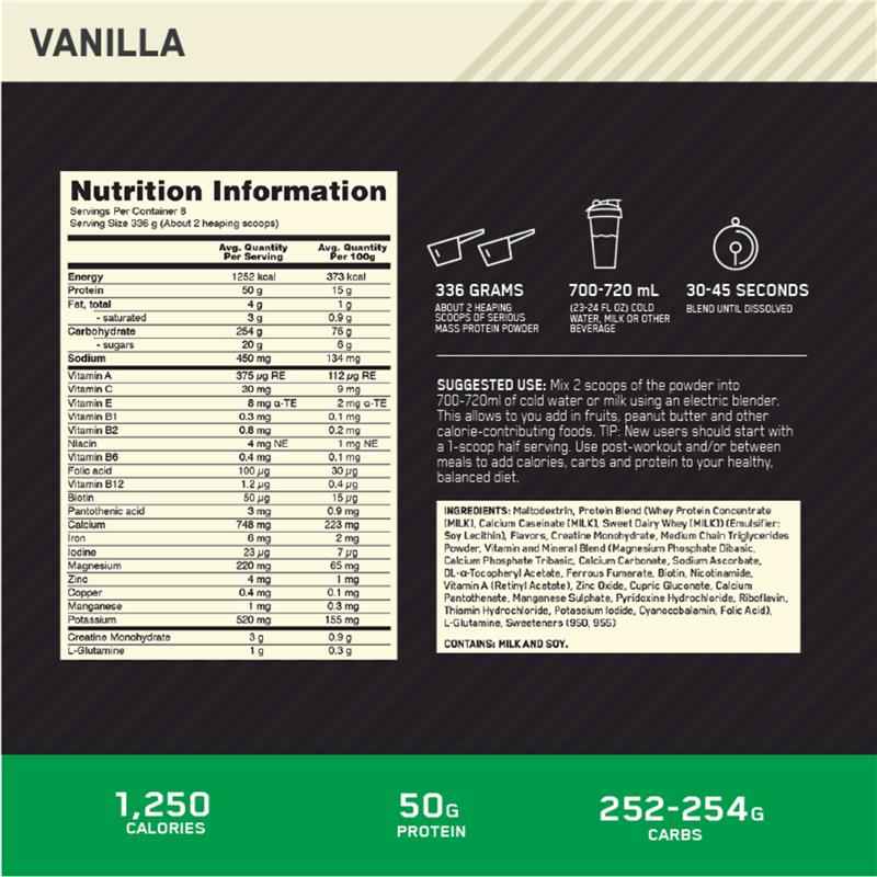 Optimum Nutrition Serious Mass Vanilla 2.72kg