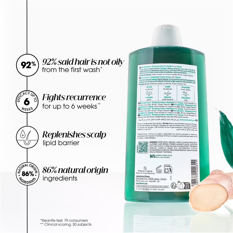 Klorane Anti-Dandruff Rebalancing & Treating Shampoo With Galangal 400ml