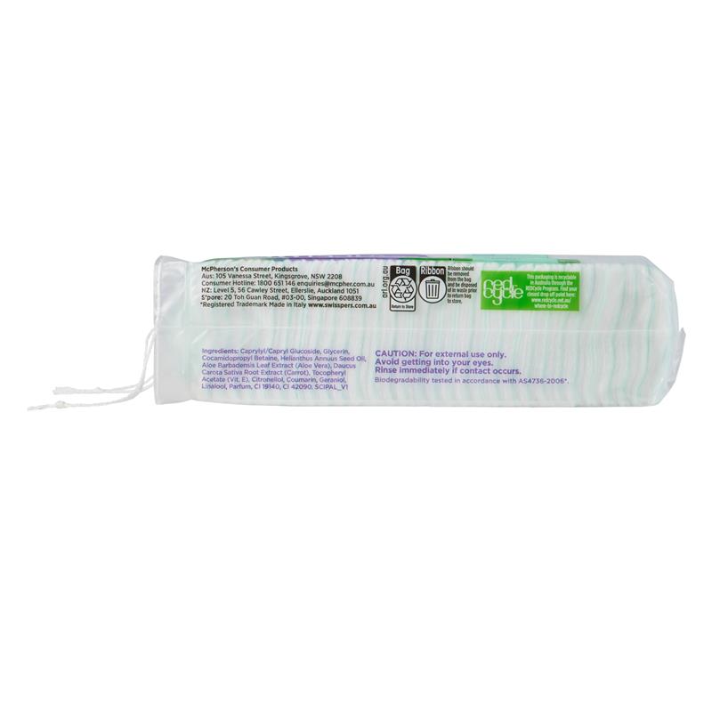 Swisspers 3in1 Aloe Vera & Vitamin E Cleanser Infused Pads 60 pack