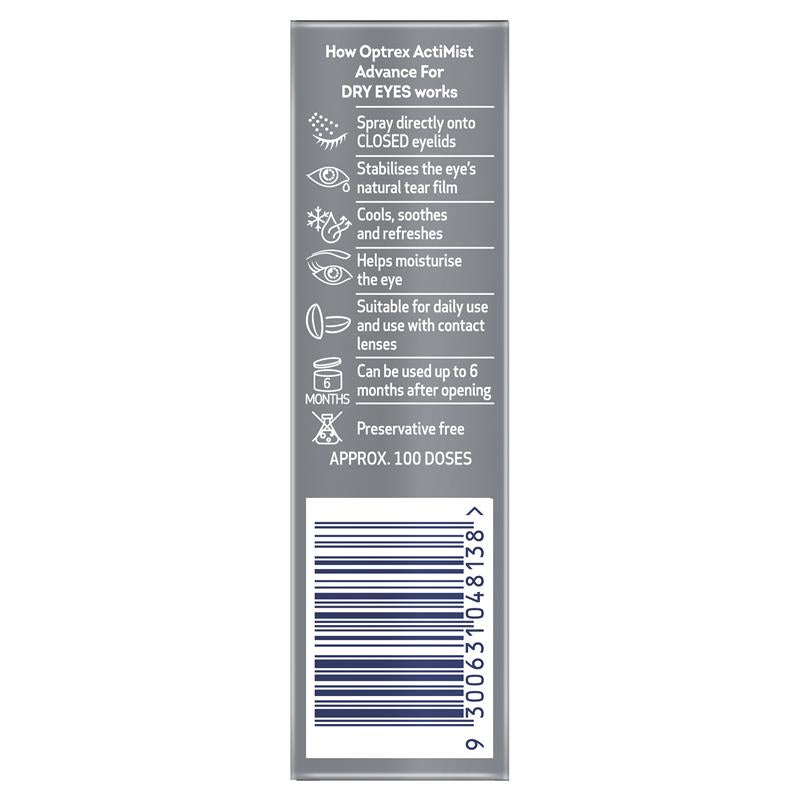 Optrex Advance Actimist Preservative Free Dry Eye Spray 10ml