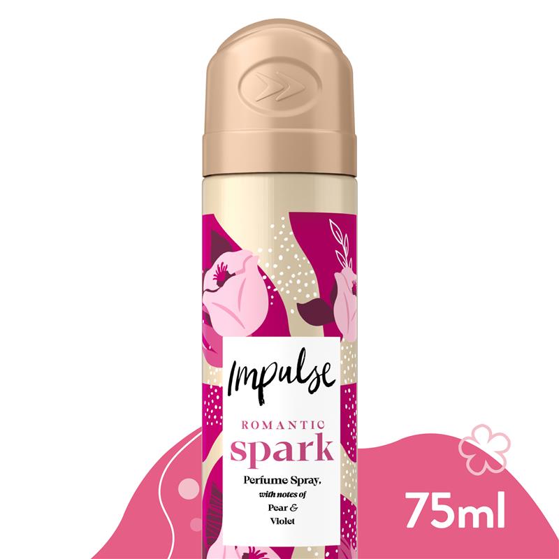 Impulse Women Body Spray Aerosol Deodorant Romantic Spark 75ml