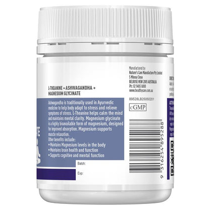 Healthy Care L-Theanine + Ashwagandha + Magnesium Glycinate 60 Tablets