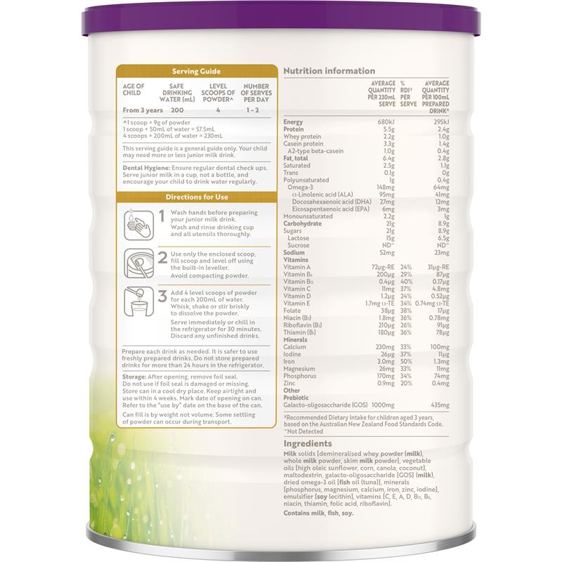 A2 Gentle Gold Premium Junior Milk Drink Stage 4 Beyond 3 Years 800g