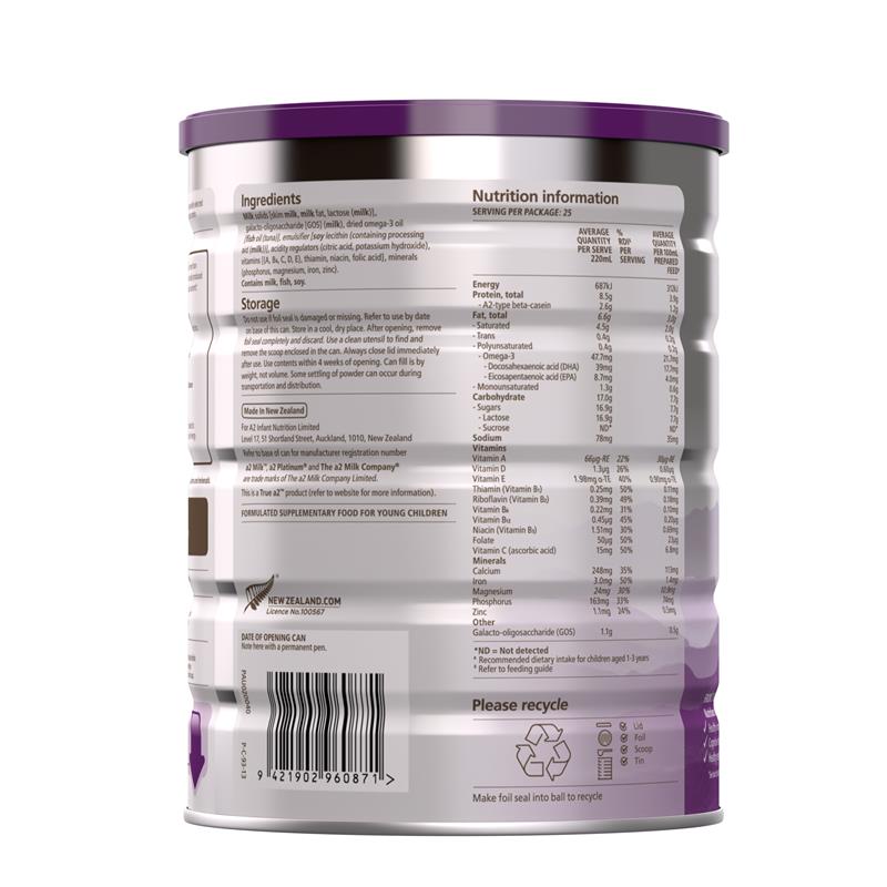 A2 Platinum Premium Junior Milk Drink Stage 4 From 4 Years 900g
