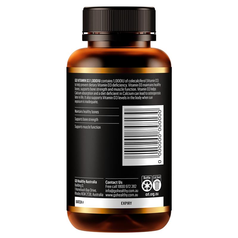 GO Healthy Vitamin D3 1,000IU 150 Soft Capsules