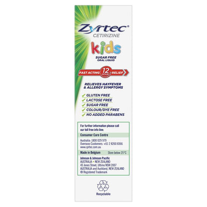 Zyrtec Kids Antihistamine Allergy & Hayfever Oral Liquid Bubblegum 60ml