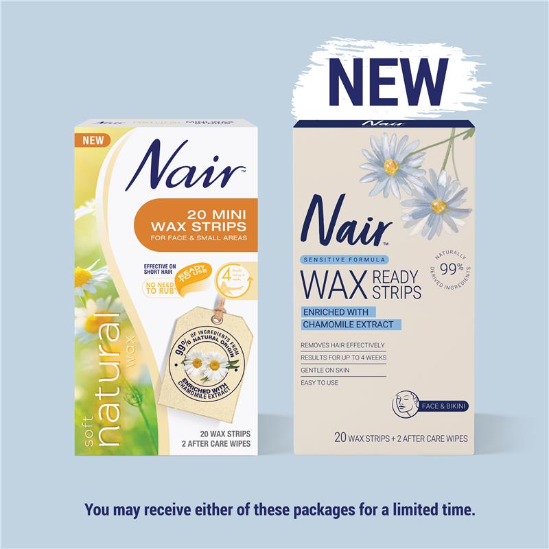 Nair Natural Wax Strips for Face & Bikini 20 pack