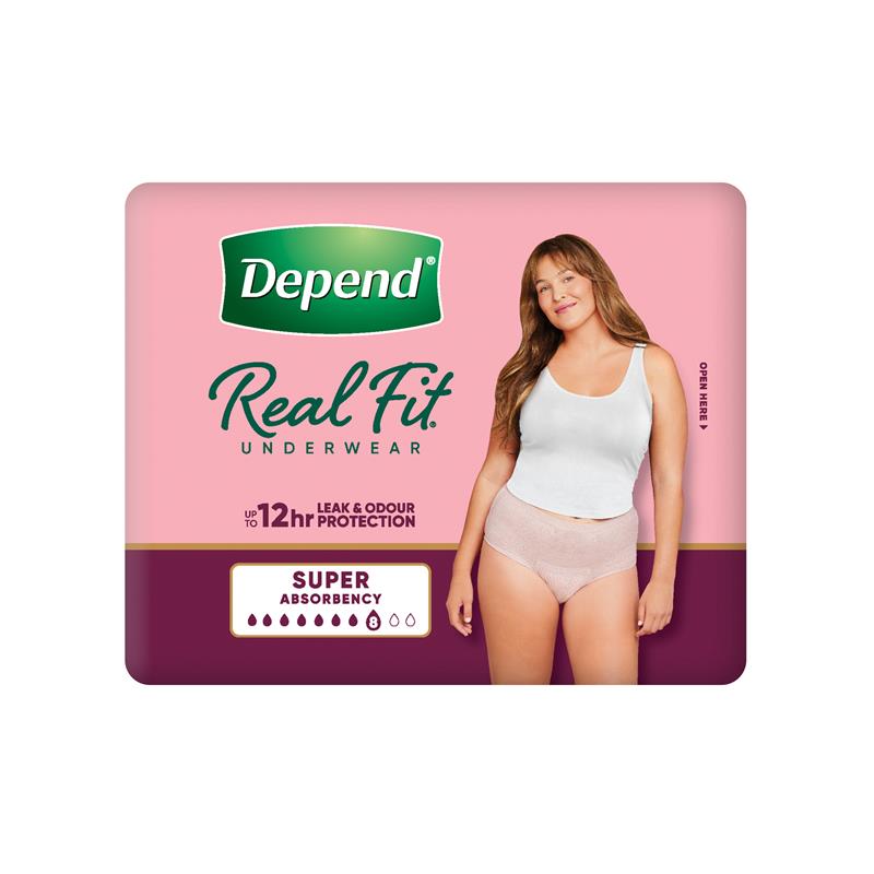 Depend Real Fit Super Incontinence Underwear for Women Medium 8 Pack