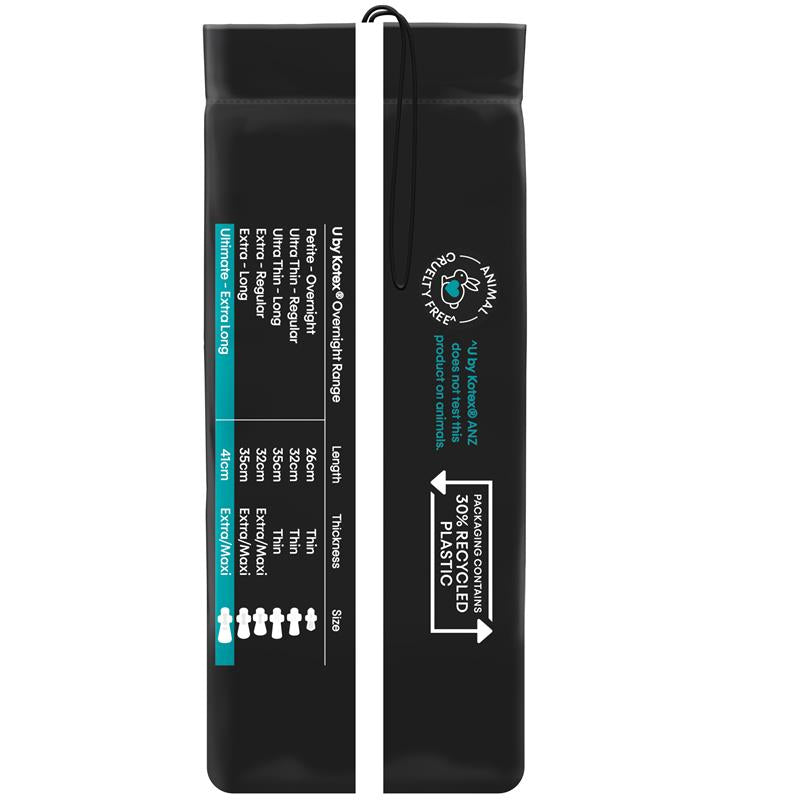 U By Kotex Maxi Ultimate Overnight Wing Pads 6 Pack