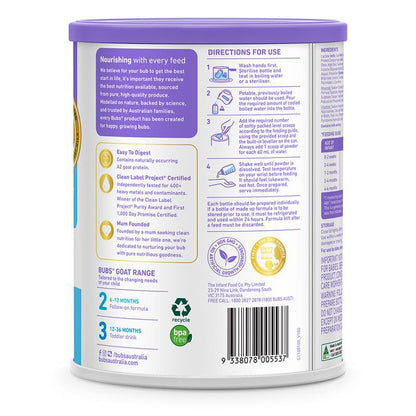 Bubs Goat Stage 1 Infant Formula 800g