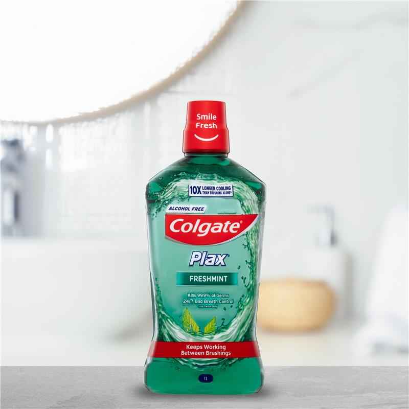 Colgate Plax Alcohol Free Antibacterial Mouthwash Freshmint 1L