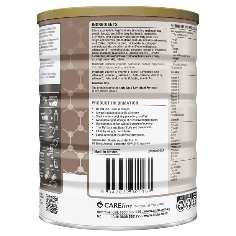 Alula Gold Soy Infant Formula 0-12 Months 900g