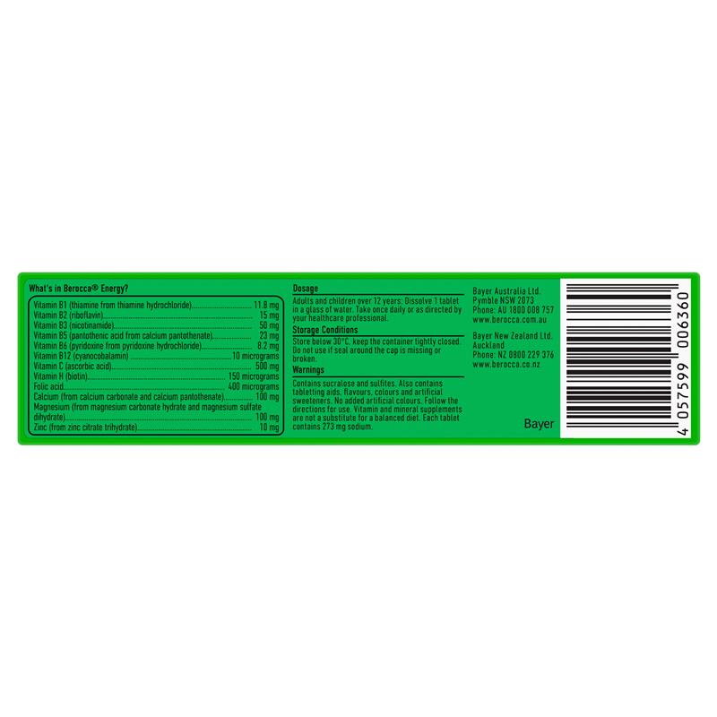 Berocca Energy Orange 60 Effervescent Tablets Exclusive Size