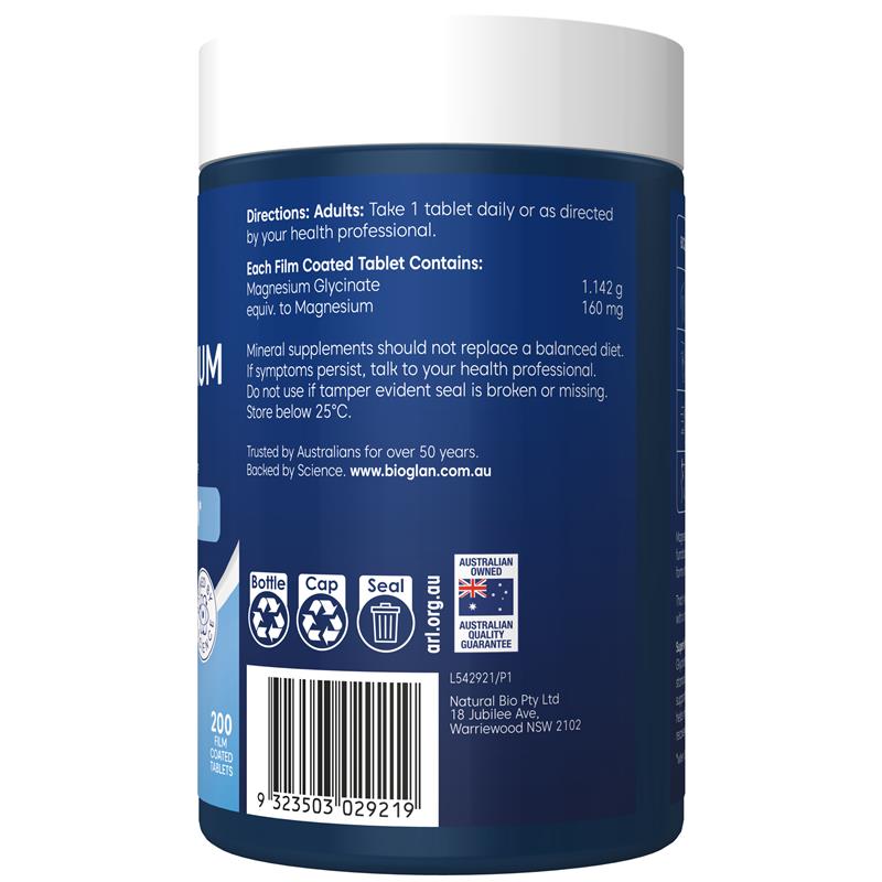 Bioglan Active Magnesium Glycinate 200 Tablets