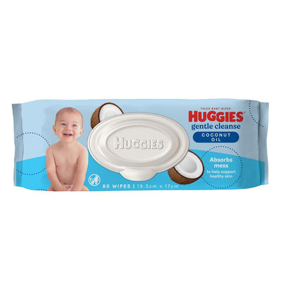 Huggies Glentle Cleanse Baby Wipes Coconut Oil 80 Pack
