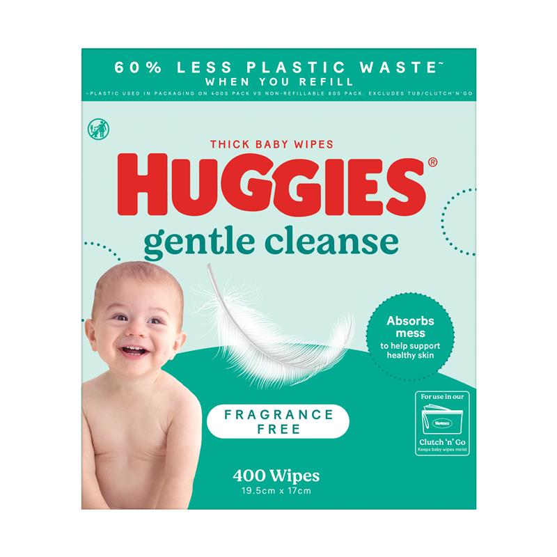 Huggies Gentle Cleanse Baby Wipes Fragrance Free 400 Pack