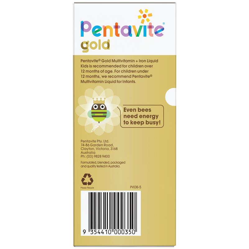 Pentavite Gold Multivitamin + Iron Liquid For Kids 200ml