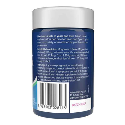 Bioglan Magnesium + Ashwagandha 120 Tablets Exclusive Size