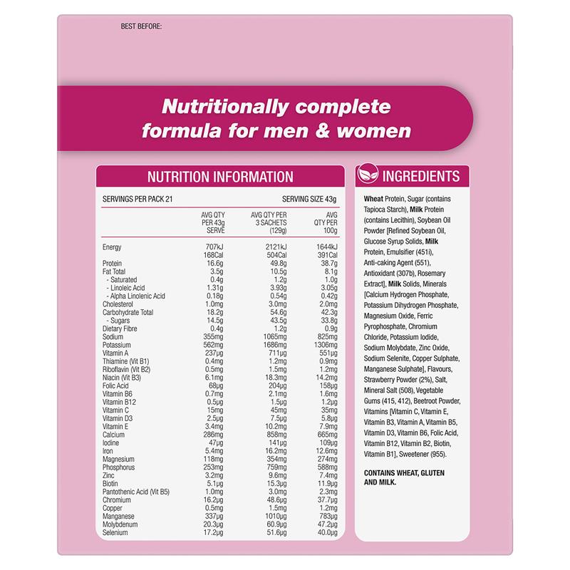 Optislim VLCD Meal Replacement Shake Strawberry 21x43g Sachets