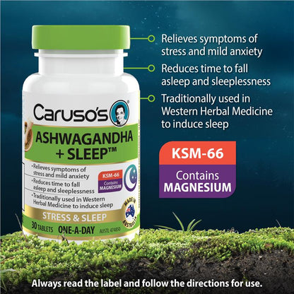 Carusos Ashwagandha + Sleep 30 Tablets