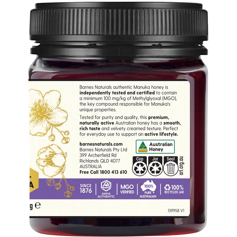 Barnes Naturals Australian Manuka Honey 1kg MGO 100+