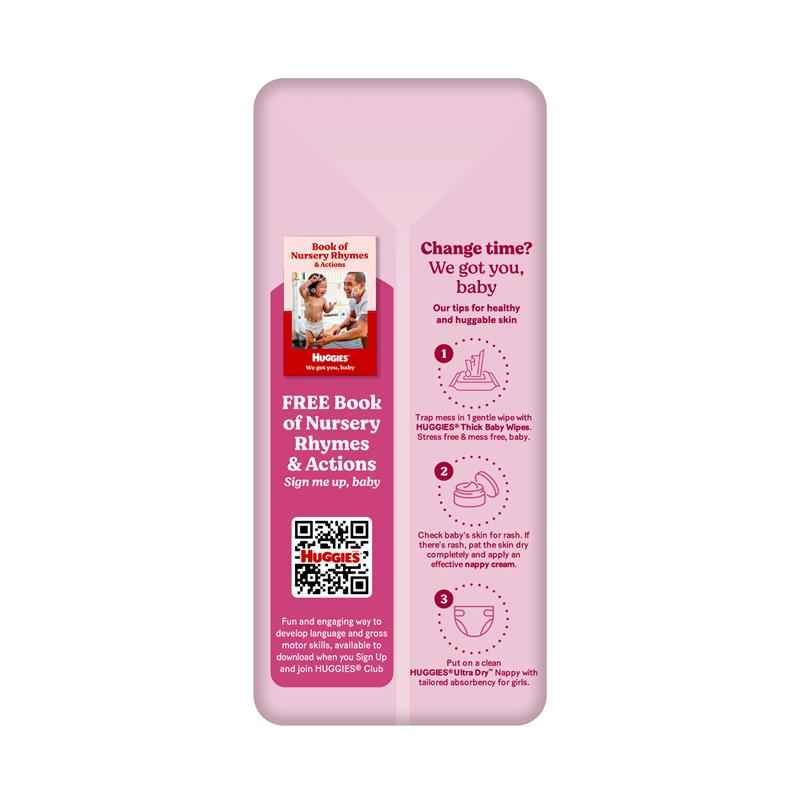 Huggies Ultra Dry Nappies Size 4 Girl 10-15kg Bulk 36 Pack