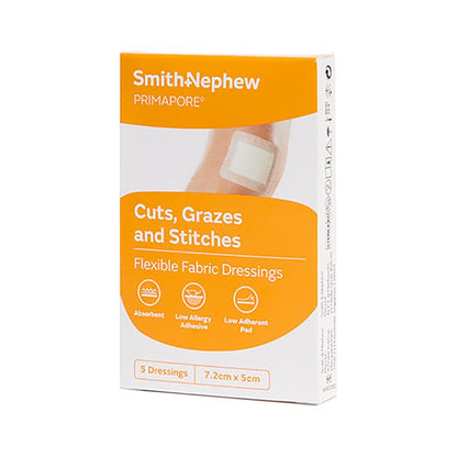 Primapore Flexible Fabric Dressing 7.2cm x 5cm 5 Pack