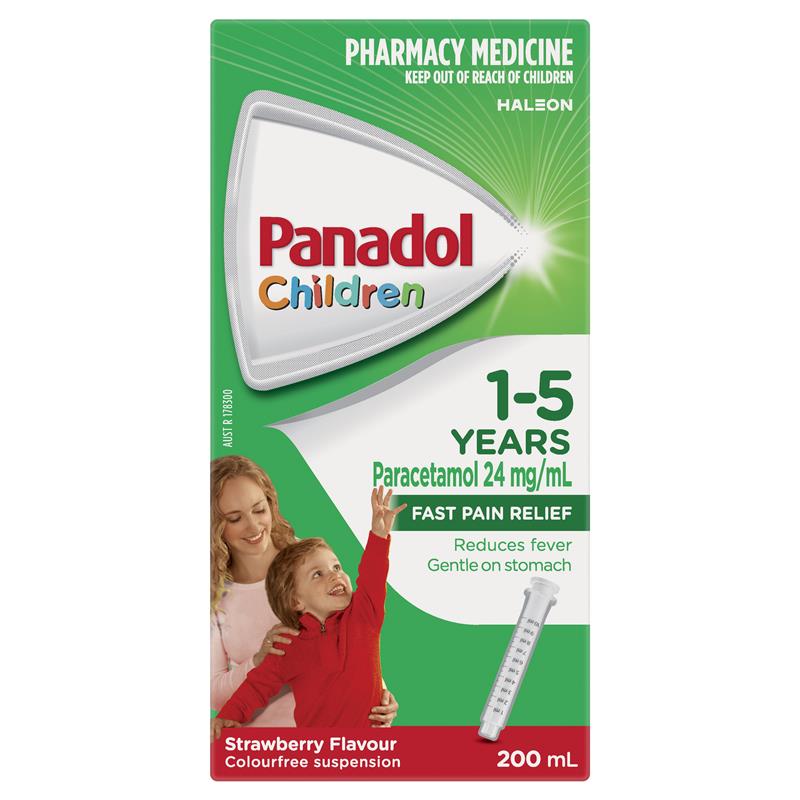 Panadol Children 1-5 Years Suspension Fever & Pain Relief Strawberry Flavour 200ml