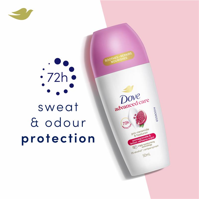 Dove Women Advanced Care Antiperspirant Deodorant 72h Roll On Pomegranate 50ml