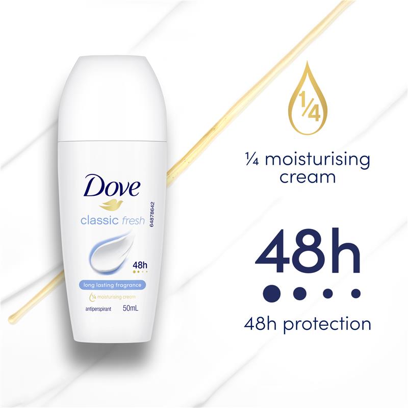 Dove Women Antiperspirant Deodorant 48h Roll On Classic 50ml