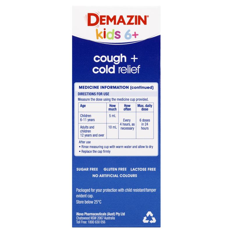 Demazin Kids 6+ Cough + Cold Relief 200ml - GimmeNow