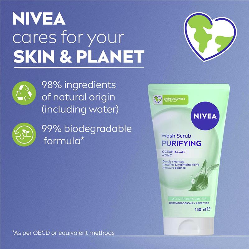 NIVEA Daily Essentials Purifying Face Wash & Scrub 150ml