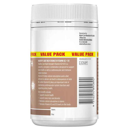 Healthy Care High Strength Vitamin K2 + D3 150 Capsules