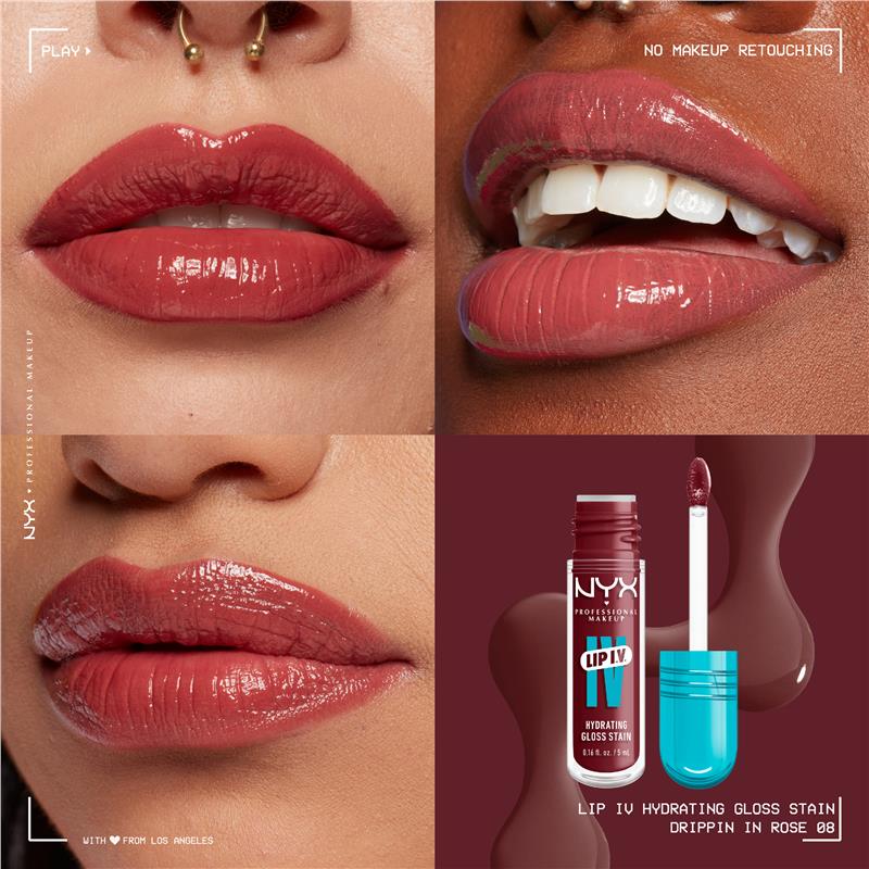 NYX Lip IV Hydrating Gloss Stain Drippin In Rose