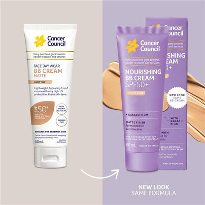 Cancer Council SPF 50+ Face Day Wear BB Cream Matte Light Tint 50ml